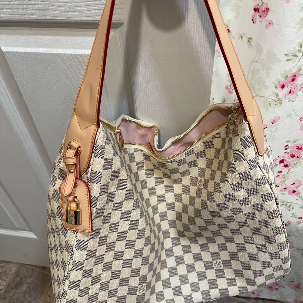 Checkered Beige and Pink Women's Bag